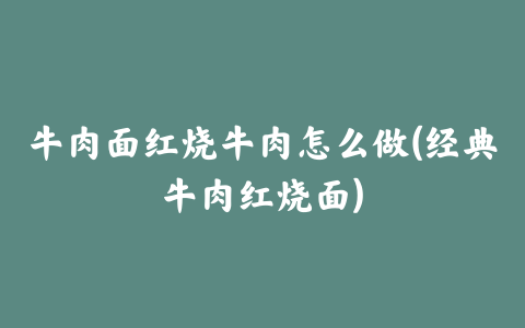 牛肉面红烧牛肉怎么做(经典牛肉红烧面)