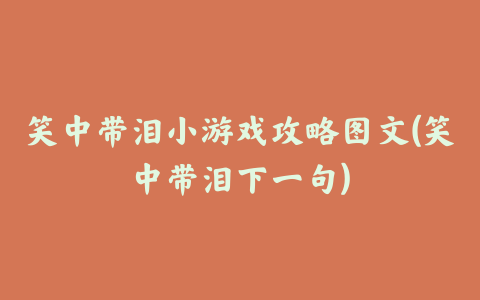 笑中带泪小游戏攻略图文(笑中带泪下一句)