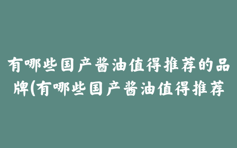 有哪些国产酱油值得推荐的品牌(有哪些国产酱油值得推荐的)