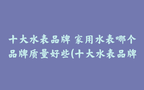 十大水表品牌 家用水表哪个品牌质量好些(十大水表品牌 家用水表哪个品牌质量好耐用)