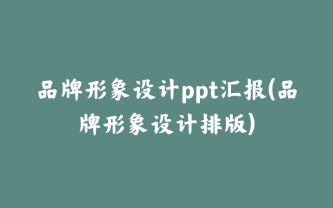 品牌形象设计ppt汇报(品牌形象设计排版)